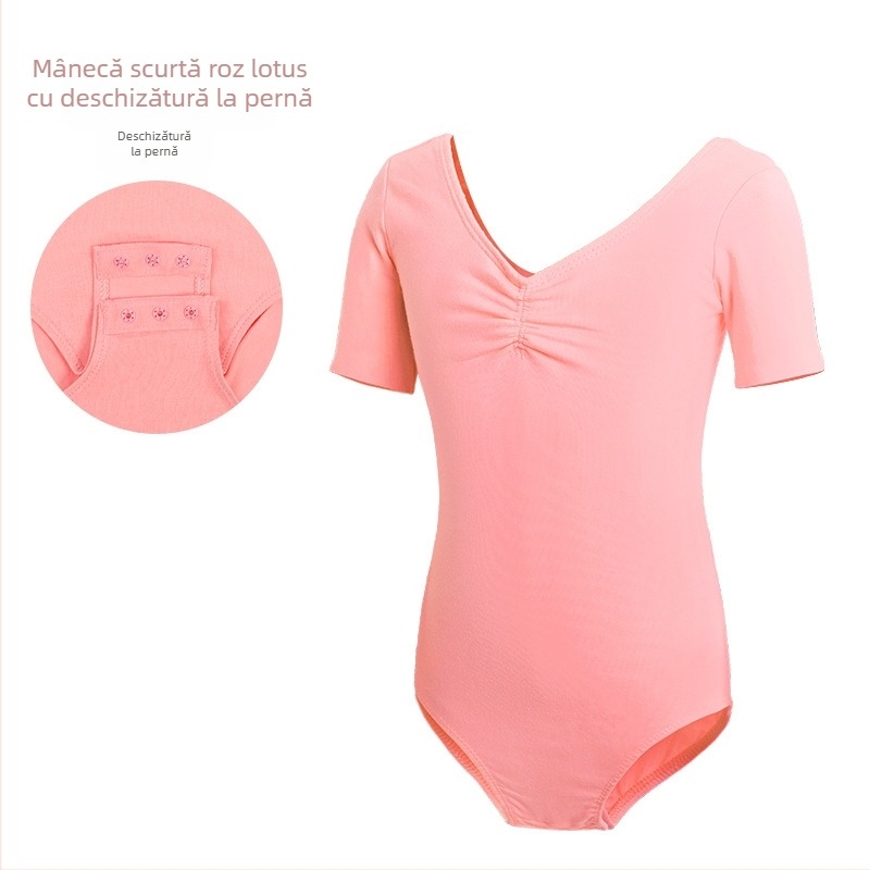 Îmbrăcăminte de dans pentru copii, Body de dans cu mânecă scurtă de vară pentru femei, Îmbrăcăminte de examen pentru gimnastică de balet pentru fete, Îmbrăcăminte de antrenament pentru dans chinezesc