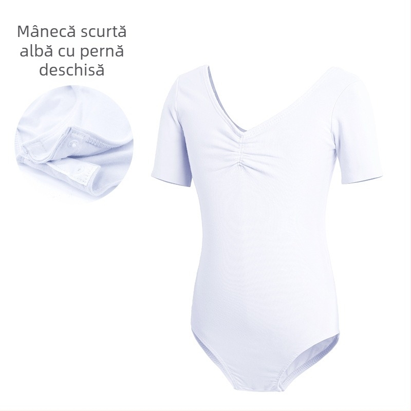 Îmbrăcăminte de dans pentru copii, Body de dans cu mânecă scurtă de vară pentru femei, Îmbrăcăminte de examen pentru gimnastică de balet pentru fete, Îmbrăcăminte de antrenament pentru dans chinezesc