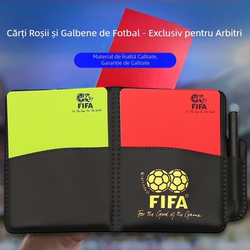 Producătorii furnizează instrumente pentru arbitri cu cartonașe roșii și galbene pentru meciuri de fotbal, cartonașe roșii și galbene, pentru a trimite creioane de hârtie de înregistrare
