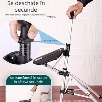 Scaun pliabil Hemeide, cu un singur clic, scaun pliabil multifuncțional antiderapant, scaun pliabil pentru vârstnici