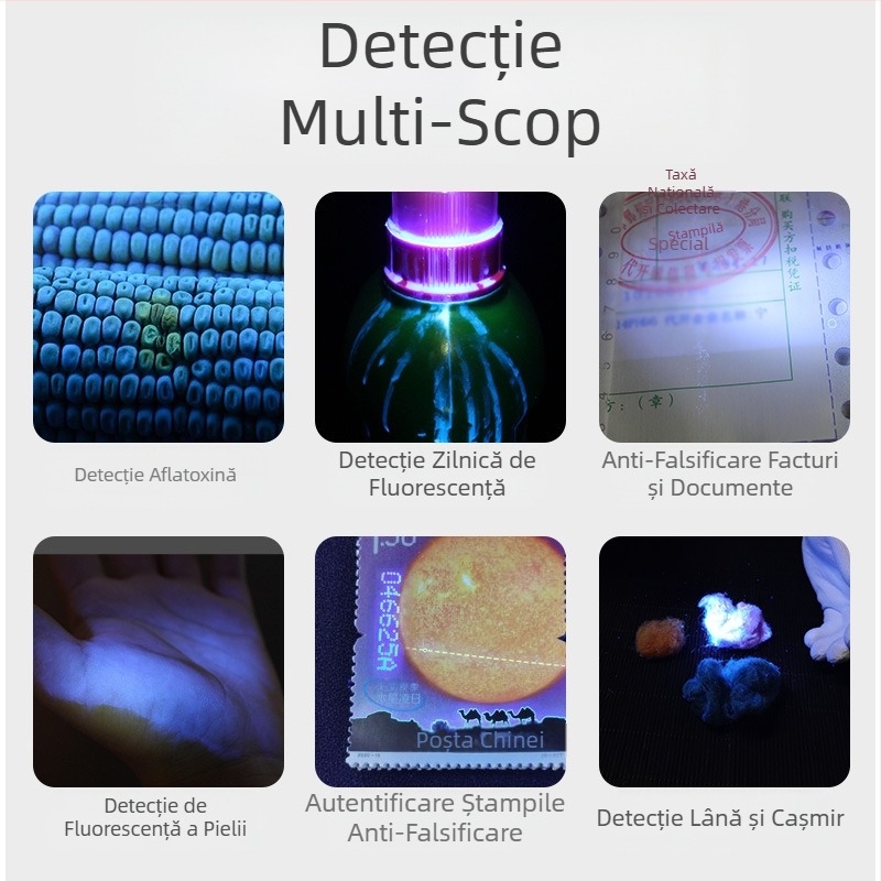 Lanternă ultravioletă 365, violet, bancnote, monede, tutun și alcool, anti-falsificare, fluorescentă, 80W, identificare specială, lumină violetă SV74