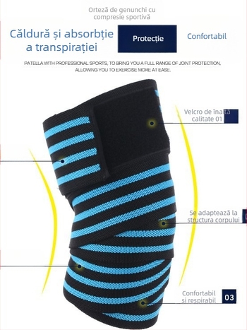 Bandaj elastic pentru genunchi protector, genuflexiuni, ridicare de greutăți, înfășurare sub presiune, protector pentru picioare, antrenament fitness, curea pentru genunchi, sporturi în aer liber, protector