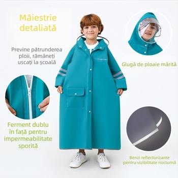 Pelerina de ploaie pentru copii, elevi de gimnaziu, elevi de școală elementară, elevi de gimnaziu, bărbați, copii cu vârsta cuprinsă între 6 și 18 ani, ghiozdan special suportabil pentru prevenirea furtunilor de ploi