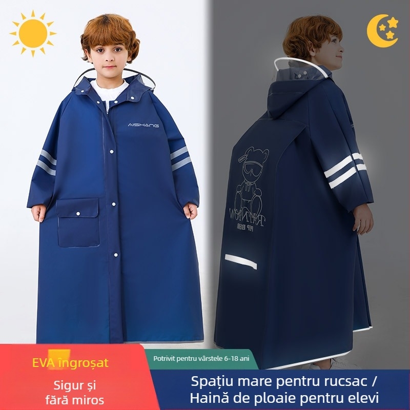 Pelerina de ploaie pentru copii, elevi de gimnaziu, elevi de școală elementară, elevi de gimnaziu, bărbați, copii cu vârsta cuprinsă între 6 și 18 ani, ghiozdan special suportabil pentru prevenirea furtunilor de ploi