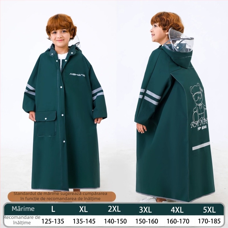 Pelerina de ploaie pentru copii, elevi de gimnaziu, elevi de școală elementară, elevi de gimnaziu, bărbați, copii cu vârsta cuprinsă între 6 și 18 ani, ghiozdan special suportabil pentru prevenirea furtunilor de ploi