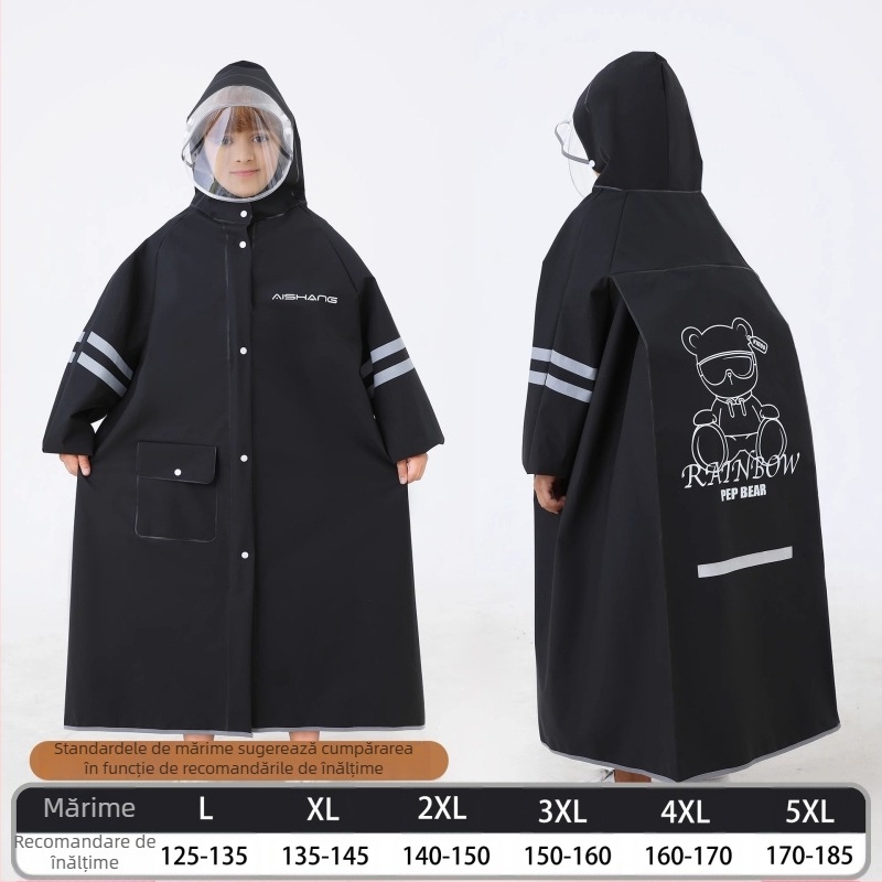 Pelerina de ploaie pentru copii, elevi de gimnaziu, elevi de școală elementară, elevi de gimnaziu, bărbați, copii cu vârsta cuprinsă între 6 și 18 ani, ghiozdan special suportabil pentru prevenirea furtunilor de ploi