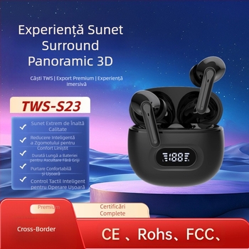 Factory Tws Transfrontalieră Model Privat S23 Căști fără fir Bluetooth 5.3 Enc Stereo Reducere Zgomot Afișaj Digital Căști de bună calitate a sunetului