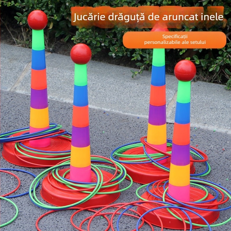 Joc de aruncare pentru copii, jucărie cu inele, stivuire, muzică, părinte-copil, interactiv, puzzle pentru interior și exterior, concurs de inele, lot