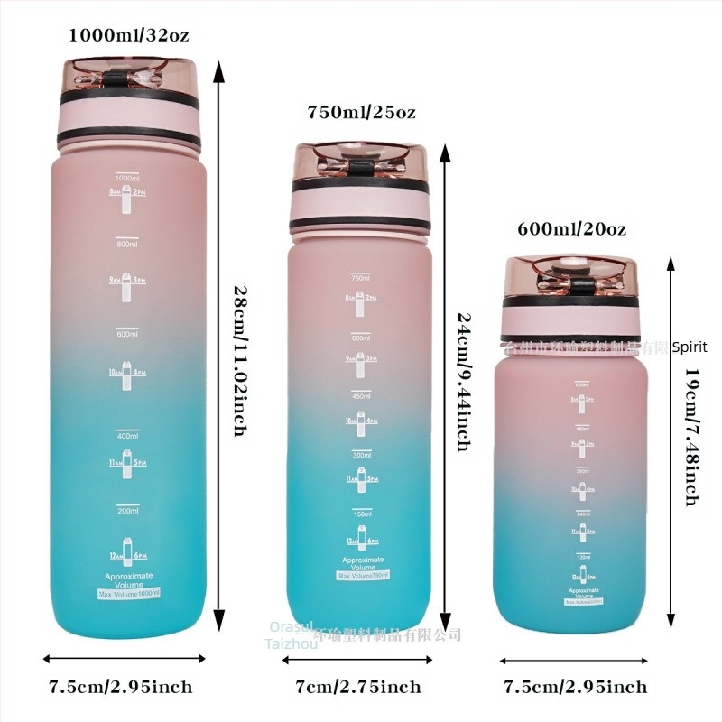 Cană de apă sport 1L cană de plastic de mare capacitate cană spațială portabilă cu scară fitness în aer liber băutură directă cană model sport