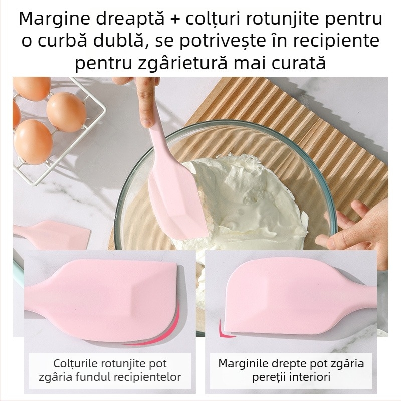 Racletă din silicon din silicon rezistentă la temperaturi ridicate, spatulă pentru cremă de tort, răzuitoare, instrument de copt integrat de uz casnic, în stoc din fabrică