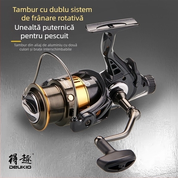 Roată de filare distractivă cu descărcare dublă, complet metalică, cupă, sârmă de pescuit, roată de pescuit față și spate, forță de descărcare a frânei, bibliotecă de roți de pescuit, roată de pescuit la crap, en-gros