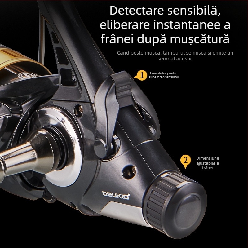 Roată de filare distractivă cu descărcare dublă, complet metalică, cupă, sârmă de pescuit, roată de pescuit față și spate, forță de descărcare a frânei, bibliotecă de roți de pescuit, roată de pescuit la crap, en-gros