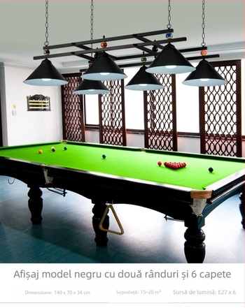 Lampă de biliard Candelabru de biliard negru 8 Candelabru de cameră de biliard Masă de biliard Lampă specială Americană Chineză Neagră 8 Lampă de biliard