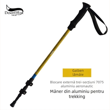 Băț de trekking din aliaj de aluminiu, profesional, cu încuietoare exterioară, ultraușor, 7075, pliabil, retractabil, cârjă pentru exterior, baston de mers, alpinism