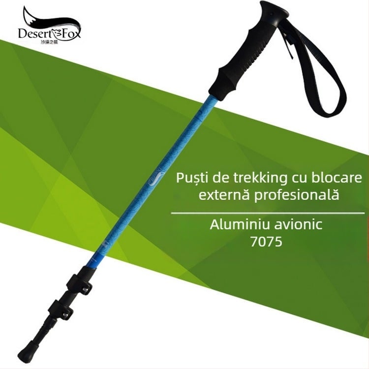 Băț de trekking din aliaj de aluminiu, profesional, cu încuietoare exterioară, ultraușor, 7075, pliabil, retractabil, cârjă pentru exterior, baston de mers, alpinism