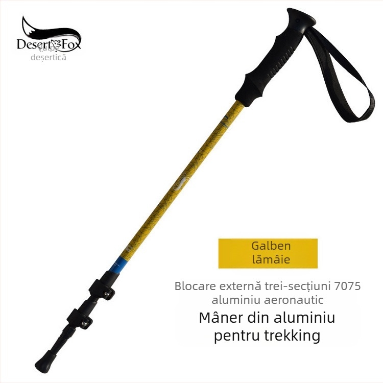 Băț de trekking din aliaj de aluminiu, profesional, cu încuietoare exterioară, ultraușor, 7075, pliabil, retractabil, cârjă pentru exterior, baston de mers, alpinism