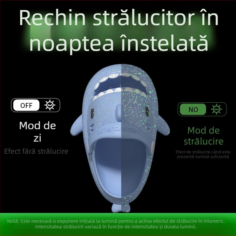 Papuci de plajă pentru copii, cu model rechin, luminoși, de vară, pentru băieți și fete, anti-alunecare, cu fund moale, desene animate, drăguț, pentru copii, pantofi pentru copii cu gaură