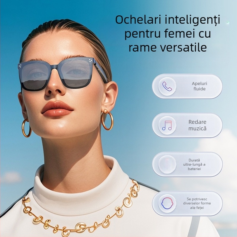 Ochelari de soare inteligenți noi, ochelari de soare anti-ultraviolete, ochelari inteligenți, tehnologie neagră, pot vorbi pentru a asculta muzică