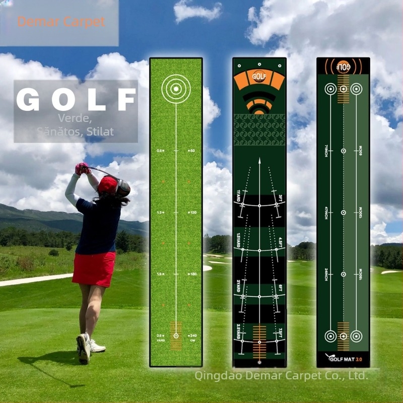 Covor Dema transfrontalier, pătură de antrenament de golf pentru interior, covoraș de antrenament pentru putter, covoraș de birou, covoraș de golf
