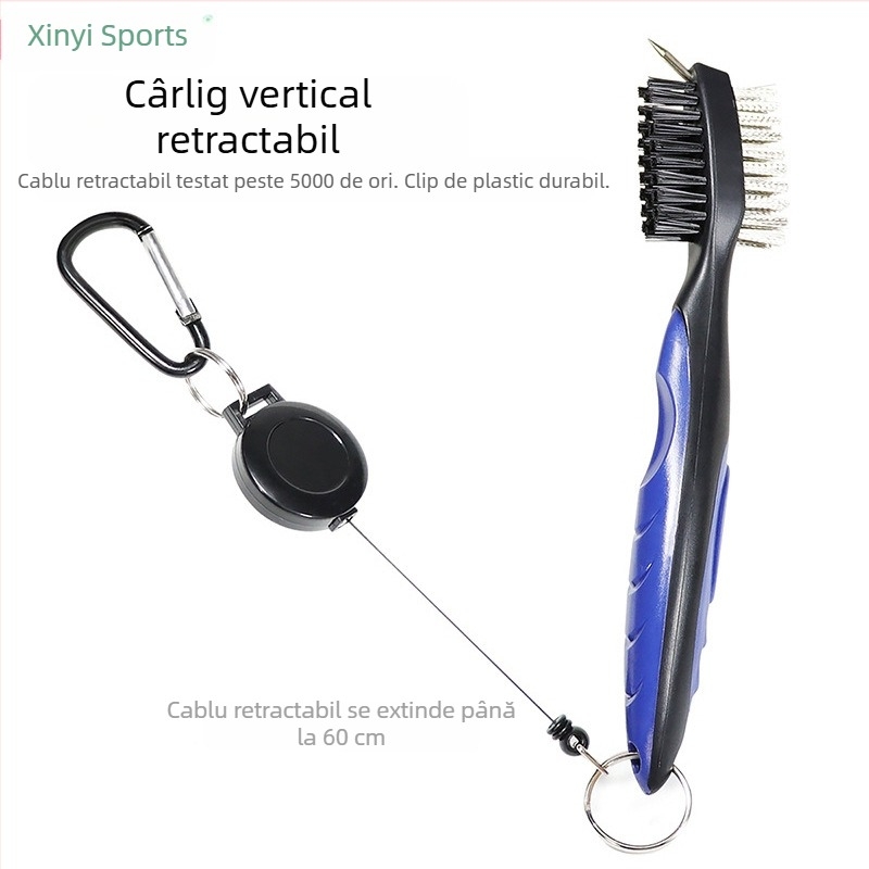 Perie de curățare direct din fabrică pentru golf cu cârlig, lână de oțel, perie de curățare cu două fețe pentru cluburi de golf