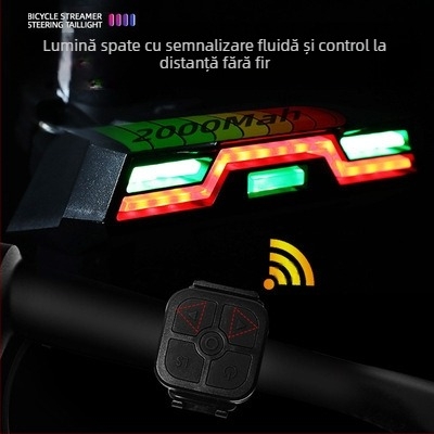 Lumină de frână inteligentă pentru bicicletă, telecomandă wireless, control al luminii de direcție, încărcare USB prin inducție, lumină de avertizare COB pentru bicicletă
