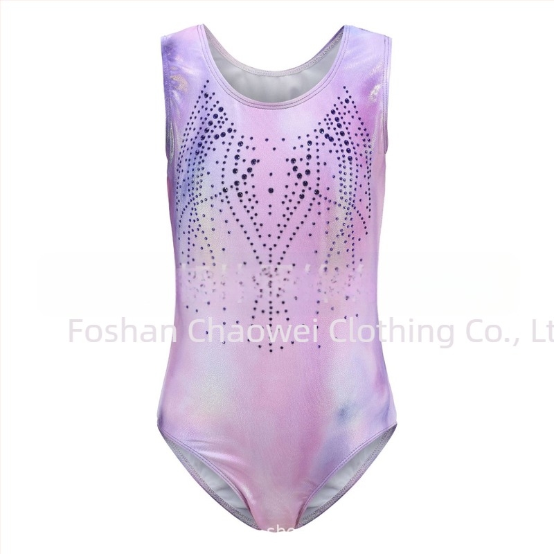 Haine de gimnastică cu strasuri pentru copii europeni și americani, haine de gimnastică bronzante, haine de dans pentru copii, haine de performanță, haine strâmte, haine de antrenament pentru copii