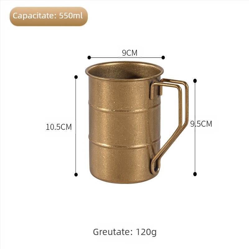 Cană de bere vintage din oțel inoxidabil 304, cană de nisip cu fulg de zăpadă, cană veche de camping în aer liber, logo personalizat