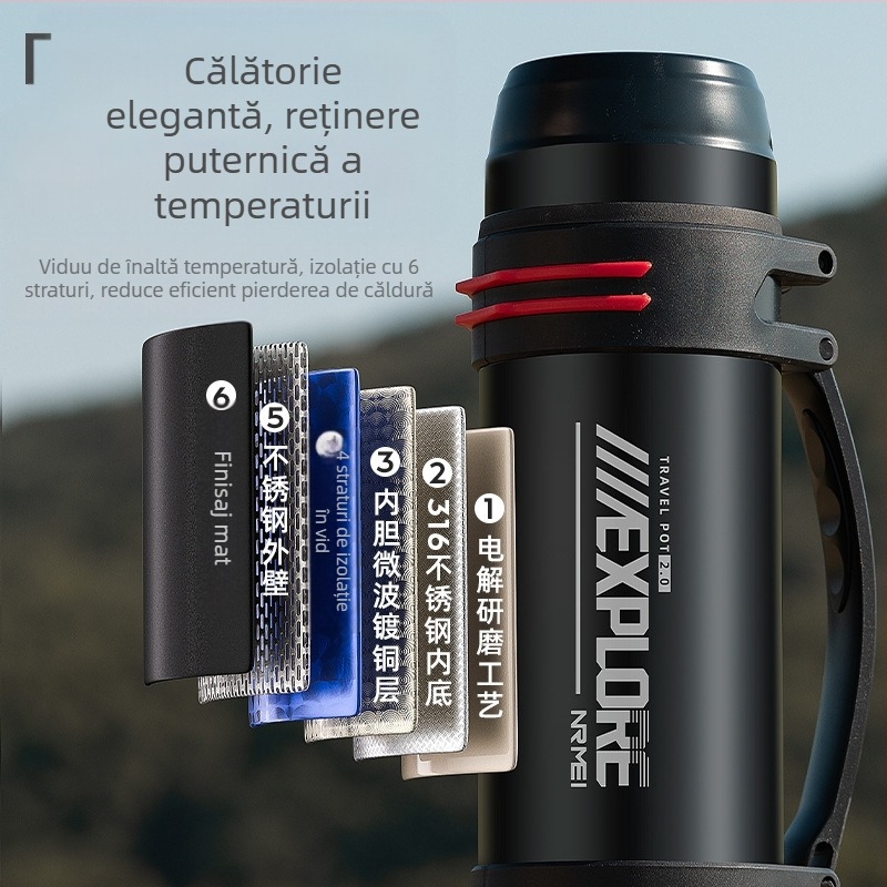 Enme Thermos Cup Men's mare capacitate termos fierbător de apă în aer liber nou 316 auto uz casnic fierbător de apă caldă sticlă de apă