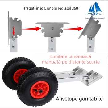 Remorcă pentru barcă de asalt sub 3m, barcă de pescuit marină, barcă de cauciuc, barcă gonflabilă, roată plictisitoare, fără rulment, remorcă mică simplă