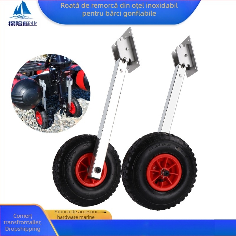Remorcă pentru barcă de asalt sub 3m, barcă de pescuit marină, barcă de cauciuc, barcă gonflabilă, roată plictisitoare, fără rulment, remorcă mică simplă