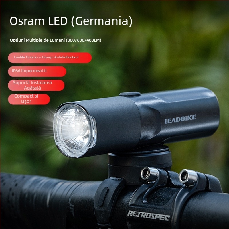 Faruri de bicicletă leadbike, pot fi agățate invers, 400 600 800 lumeni, lanternă auto pentru drumuri de munte
