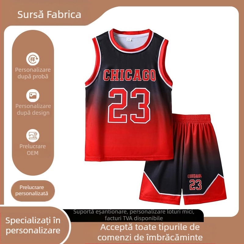 Costum de baschet din fabrică de comerț exterior pentru bărbați și femei, imprimat, cu uscare rapidă, respirabil, îmbrăcăminte de echipă pentru competiții, sporturi de antrenament americane pentru copii