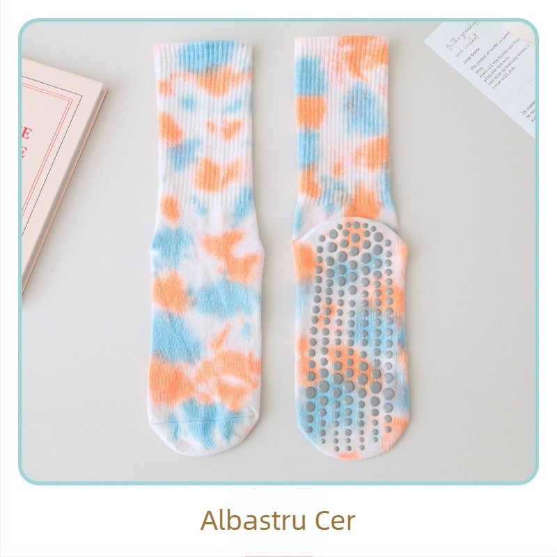 Șosete de yoga din silicon anti-alunecare pentru femei, șosete de lungime medie, din bumbac pieptănat, pentru fitness, Pilates, sport, șosete înalte