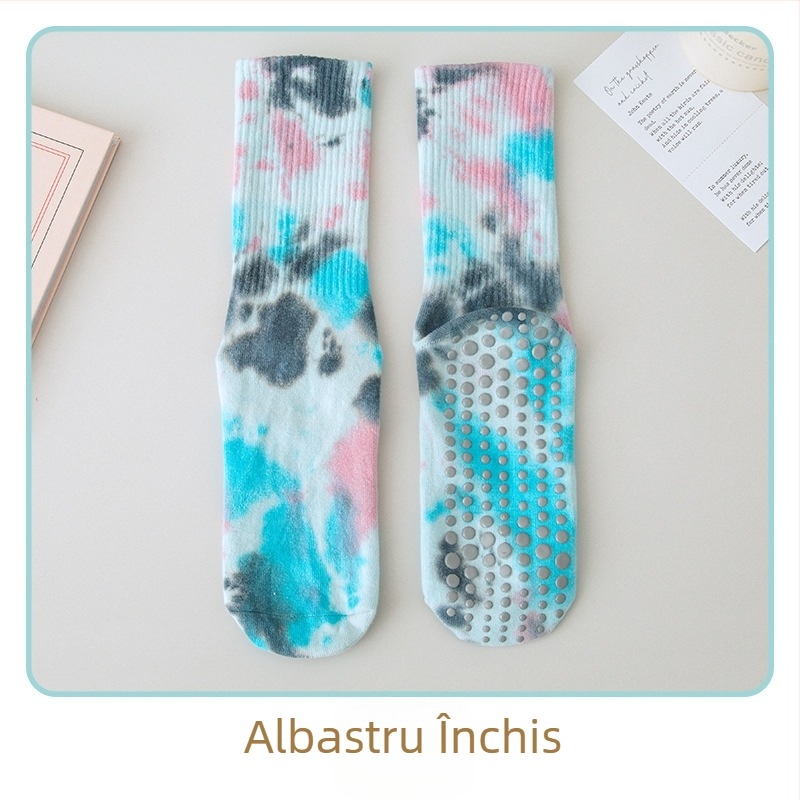 Șosete de yoga din silicon anti-alunecare pentru femei, șosete de lungime medie, din bumbac pieptănat, pentru fitness, Pilates, sport, șosete înalte