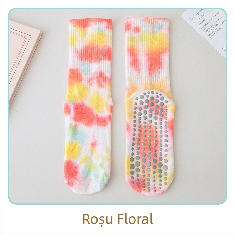 Șosete de yoga din silicon anti-alunecare pentru femei, șosete de lungime medie, din bumbac pieptănat, pentru fitness, Pilates, sport, șosete înalte