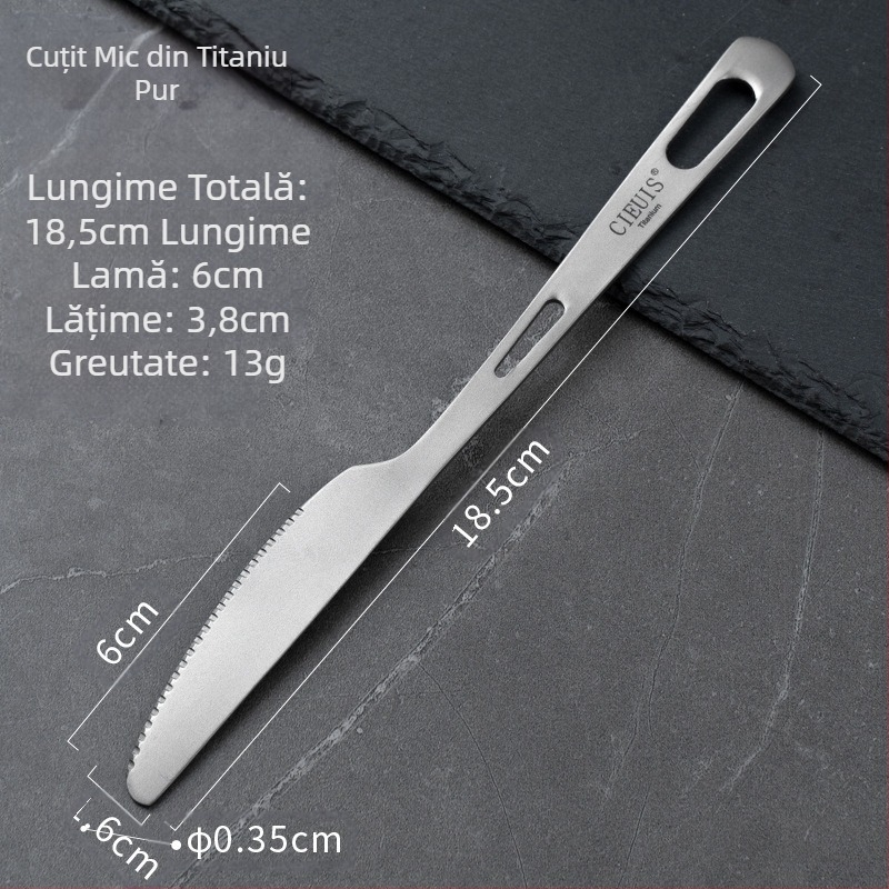 Lingură din titan pur Cieuis pentru exterior, cu două găuri, pentru uz casnic