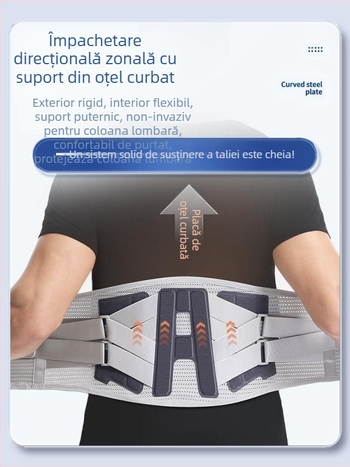 Centură de talie presată la cald, placă fixă pentru mușchi lombari, caldă, pentru durere în talie, placă de oțel, suport respirabil pentru talie, pentru bărbați și femei