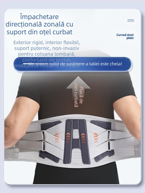 Centură de talie presată la cald, placă fixă pentru mușchi lombari, caldă, pentru durere în talie, placă de oțel, suport respirabil pentru talie, pentru bărbați și femei