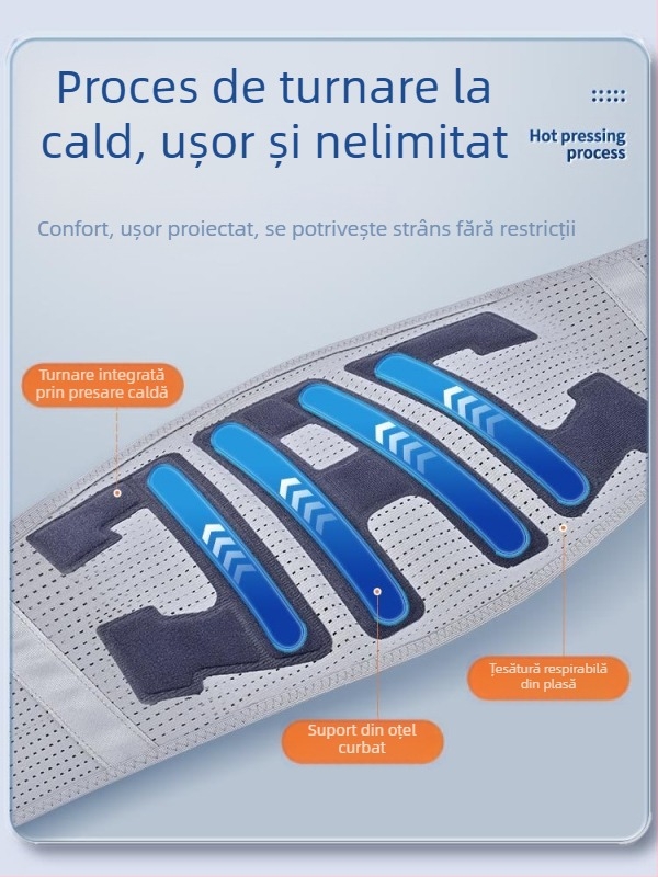Centură de talie presată la cald, placă fixă pentru mușchi lombari, caldă, pentru durere în talie, placă de oțel, suport respirabil pentru talie, pentru bărbați și femei
