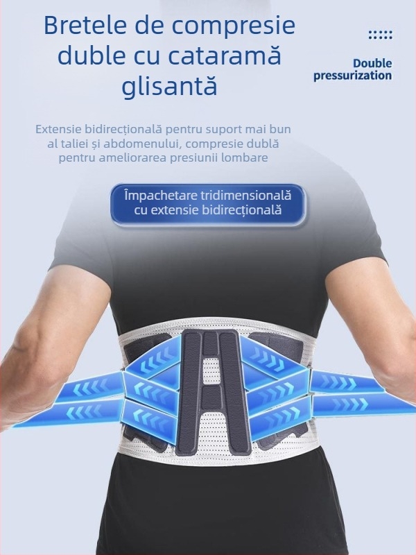 Centură de talie presată la cald, placă fixă pentru mușchi lombari, caldă, pentru durere în talie, placă de oțel, suport respirabil pentru talie, pentru bărbați și femei