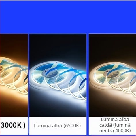 Bandă luminoasă LED populară COB de înaltă luminozitate + set adaptor cu suport adeziv pentru a tăia lumina caldă, lumina neutră, alb rece