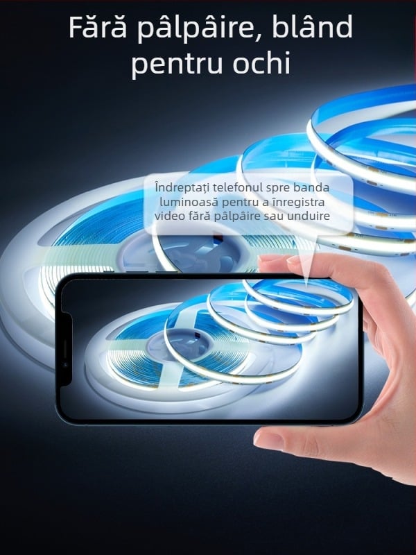 Bandă luminoasă LED populară COB de înaltă luminozitate + set adaptor cu suport adeziv pentru a tăia lumina caldă, lumina neutră, alb rece