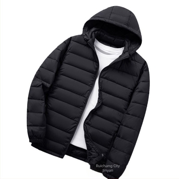 Jachetă ușoară pentru bărbați, cu bumbac, nouă, cu guler scurt, casual, caldă, ușoară, cu bumbac, jachetă de toamnă și de iarnă, cu glugă, subțire, cu bumbac mic