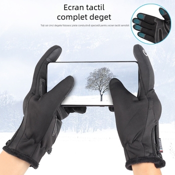 Mănuși de ciclism de iarnă pentru bărbați cu ecran tactil, calde, căptușite cu fleece, îngroșate, pentru sporturi în aer liber, schi, motociclete electrice, antiderapante și rezistente la uzură