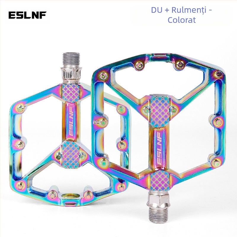 Pedale de bicicletă Eslnf pentru biciclete de munte și biciclete de șosea, pedale din aliaj de aluminiu, antiderapante, cu eliberare rapidă, rulment dublu Du, colorate