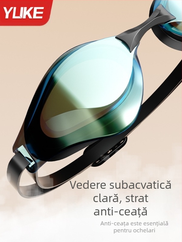 Ochelari de înot Yuke noi, ochelari de înot anti-aburire galvanizați pentru bărbați și femei, cu dopuri de urechi, ochelari de înot cu lumină plată, en-gros transfrontalieri
