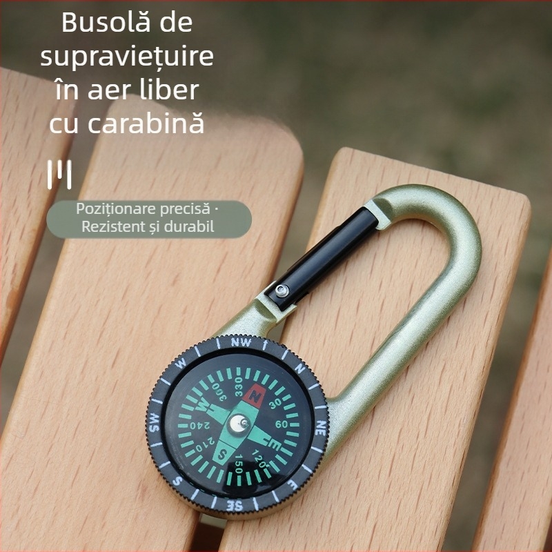 Echipament tactic de supraviețuire în aer liber, busolă multifuncțională, busolă din aliaj, alpinist, breloc, busolă, agățare rapidă