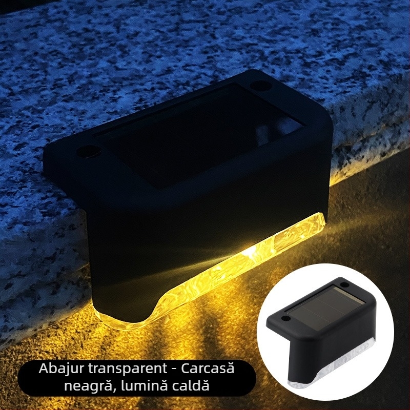 Lampă solară de grădină în aer liber, lampă decorativă pentru grădină, amenajare acasă, impermeabilă, lampă pentru trepte, gard, balustradă, iluminat decorativ