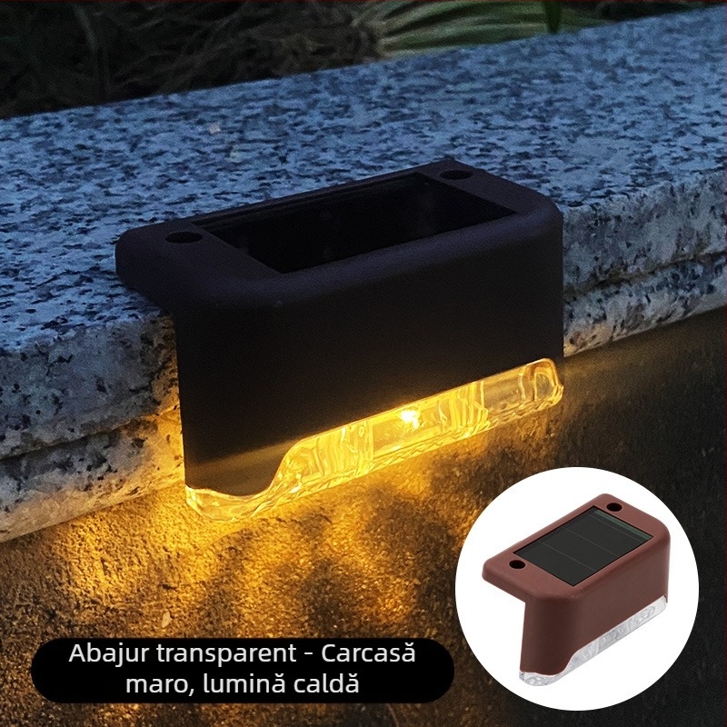 Lampă solară de grădină în aer liber, lampă decorativă pentru grădină, amenajare acasă, impermeabilă, lampă pentru trepte, gard, balustradă, iluminat decorativ