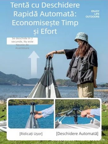 Cort portabil pliabil în aer liber, rezistent la ploaie, îngroșat, echipament de camping, set complet, cort automat pentru picnic în aer liber